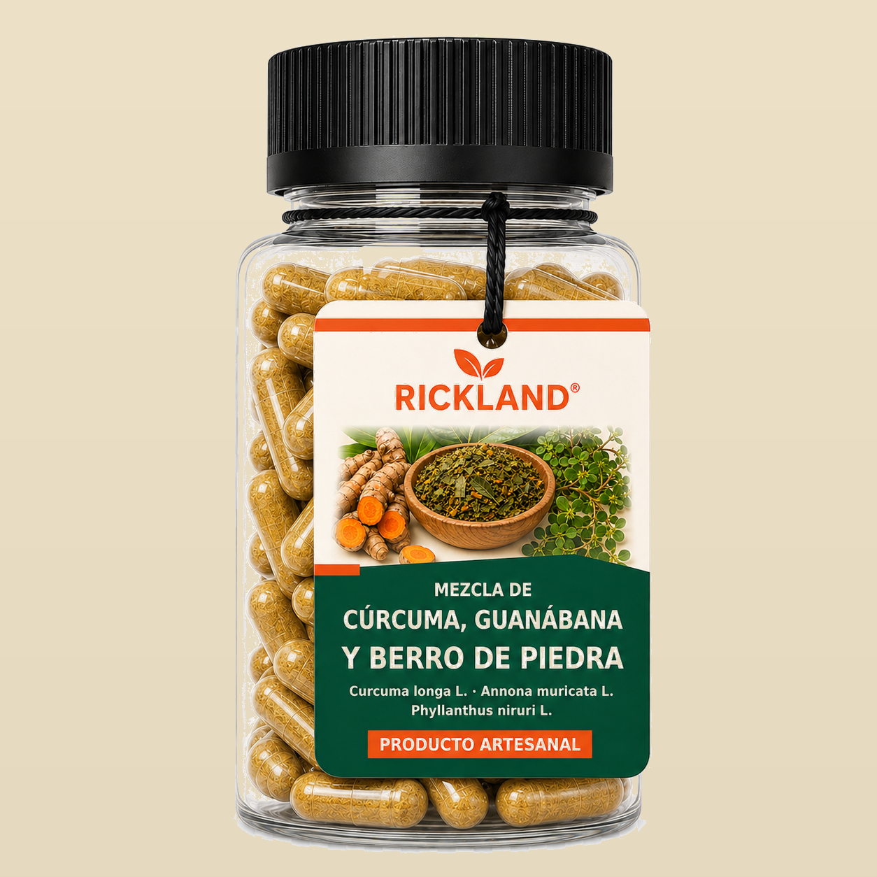 Producto Rickland® Cúrcuma, Guanábana y Berro de Piedra