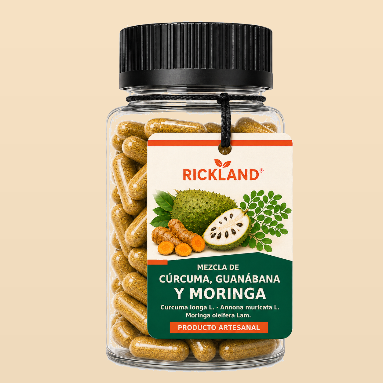 Producto Rickland® Cúrcuma, Guanábana y Moringa